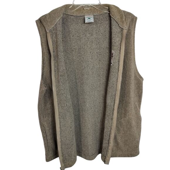 4430) Green Brand Recycled Sensegal Yarn Tan Full Zip High Neck Vest Large - Picture 2 of 9